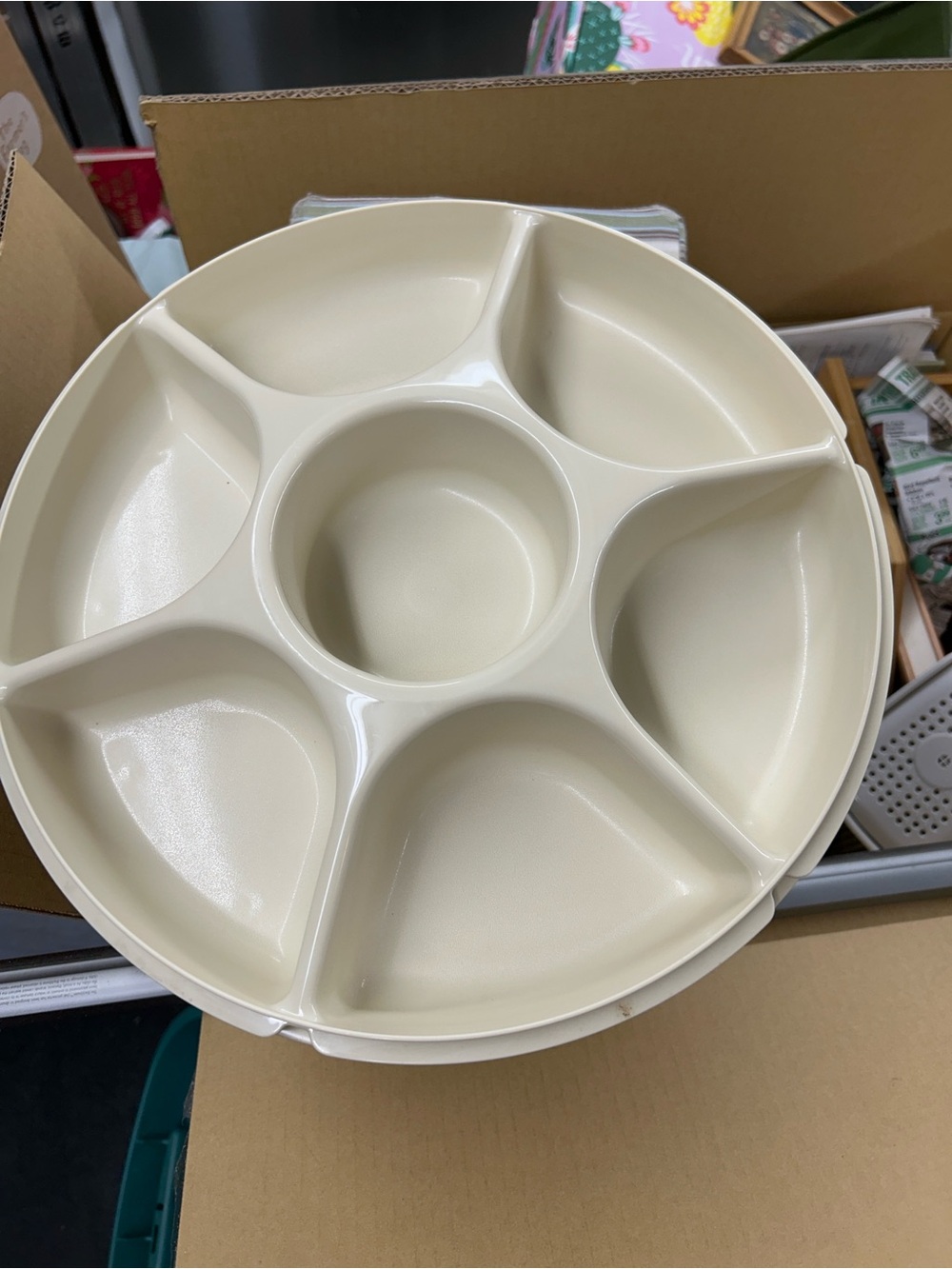 Retro 80's Tupperware 6-Compartment Lidded Serving Tray